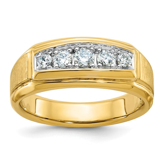 IBGoodman with Rhodium Men's Polished and Satin 5-Stone 1/2 Carat AA Quality Diamond Ring - WBC