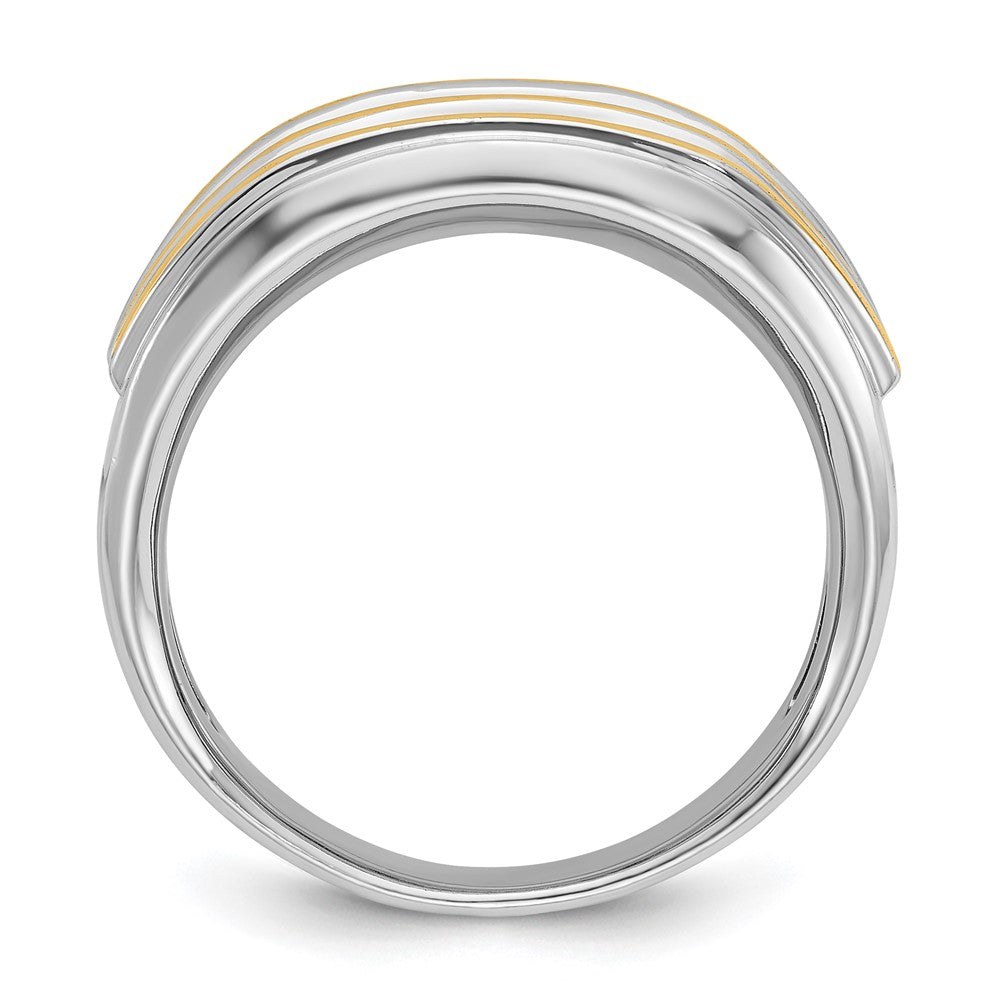 IBGoodman Two-tone Men's Polished 2-Row 1/2 Carat AA Quality Diamond Ring - WBC