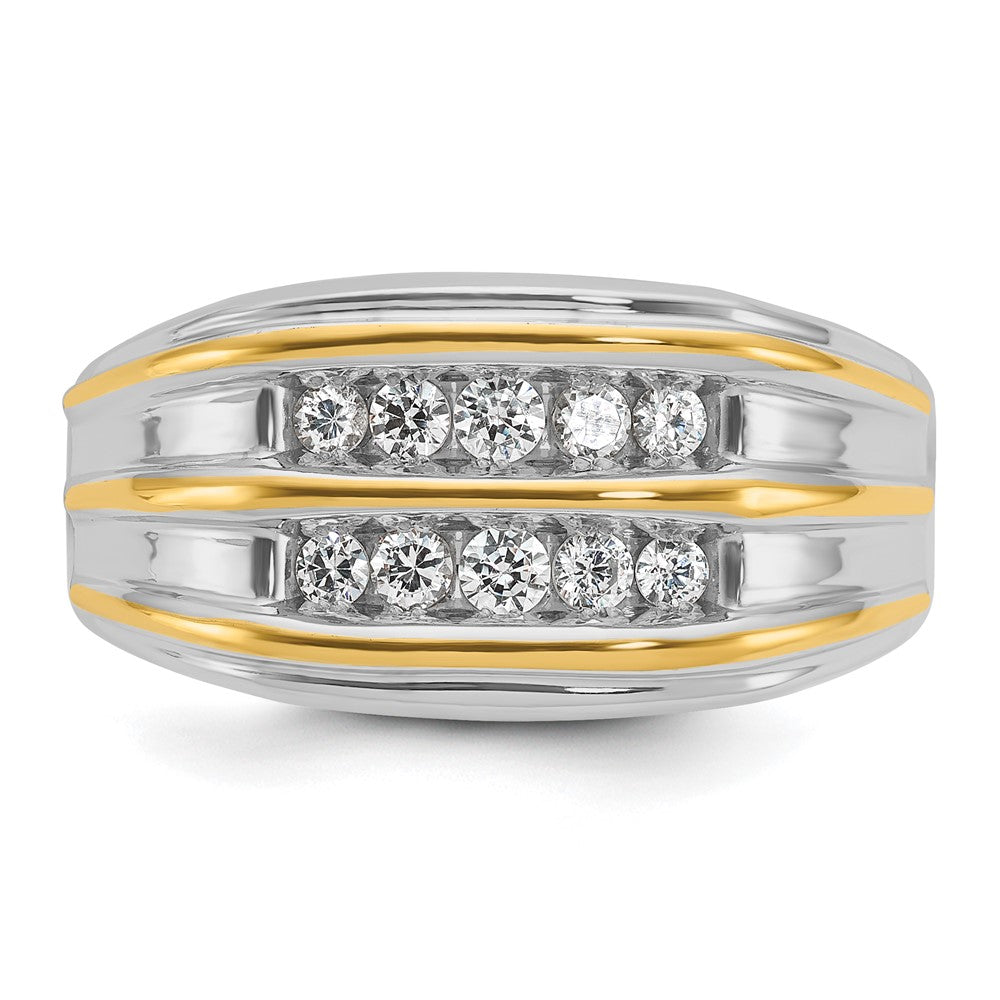 IBGoodman Two-tone Men's Polished 2-Row 1/2 Carat AA Quality Diamond Ring - WBC