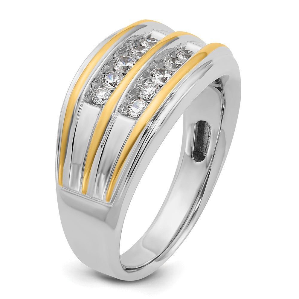 IBGoodman Two-tone Men's Polished 2-Row 1/2 Carat AA Quality Diamond Ring - WBC
