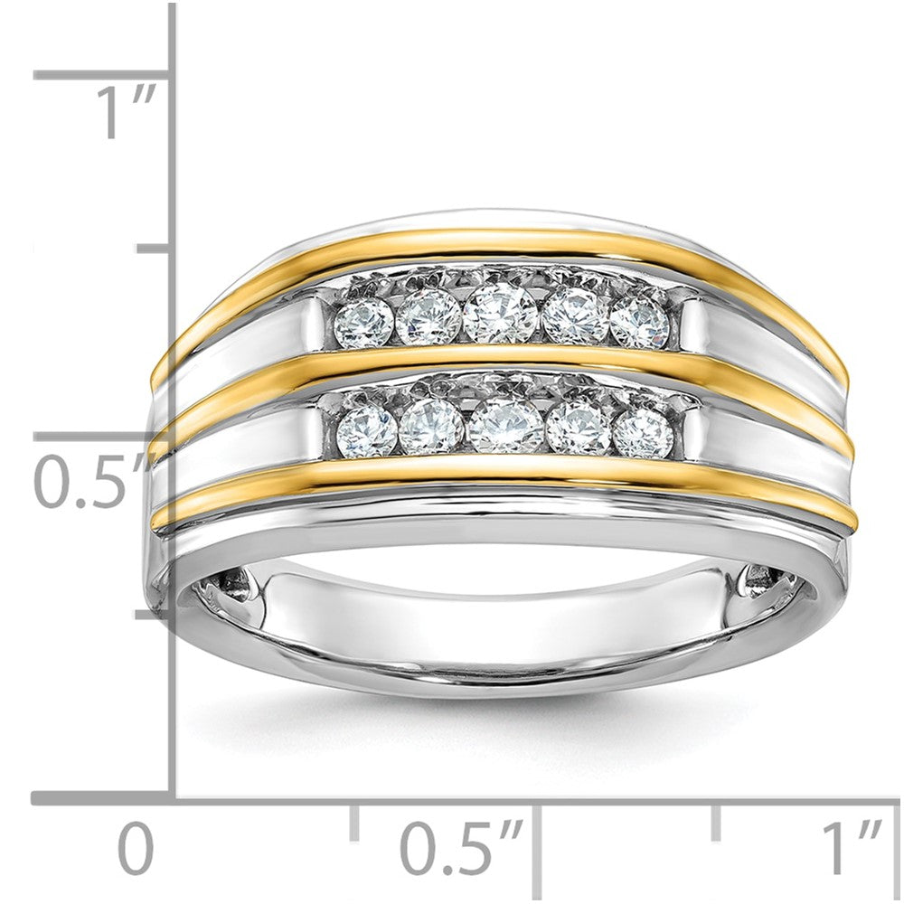 IBGoodman Two-tone Men's Polished 2-Row 1/2 Carat AA Quality Diamond Ring - WBC