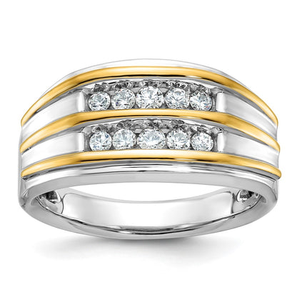 IBGoodman Two-tone Men's Polished 2-Row 1/2 Carat AA Quality Diamond Ring - WBC