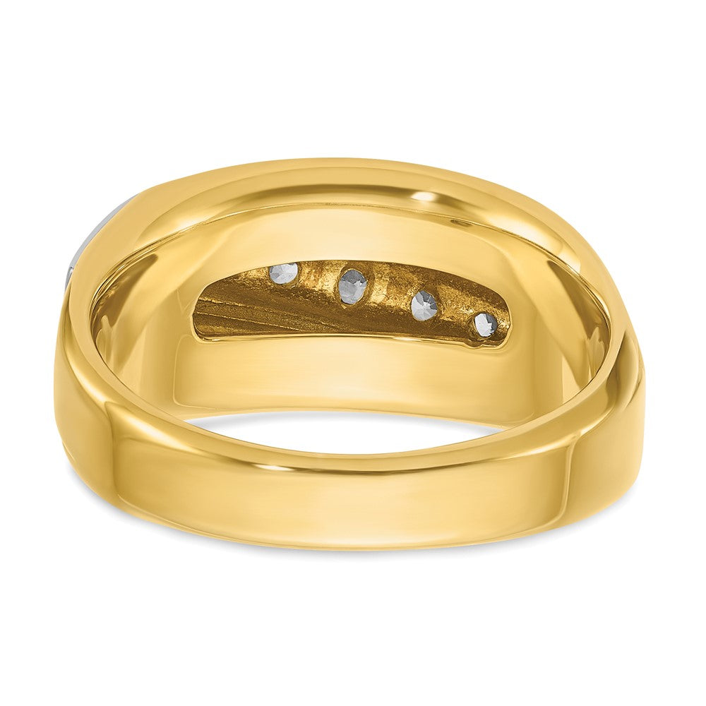 IBGoodman Two-tone Men's Polished and Grooved Graduated 7-Stone 1/2 Carat AA Quality Diamond Ring - WBC