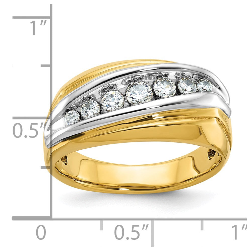 IBGoodman Two-tone Men's Polished and Grooved Graduated 7-Stone 1/2 Carat AA Quality Diamond Ring - WBC