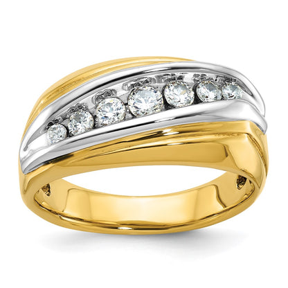 IBGoodman Two-tone Men's Polished and Grooved Graduated 7-Stone 1/2 Carat AA Quality Diamond Ring - WBC
