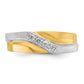 IBGoodman Two-tone Men's Polished Satin and Grooved 4-Stone 1/8 Carat AA Quality Diamond Ring - WBC