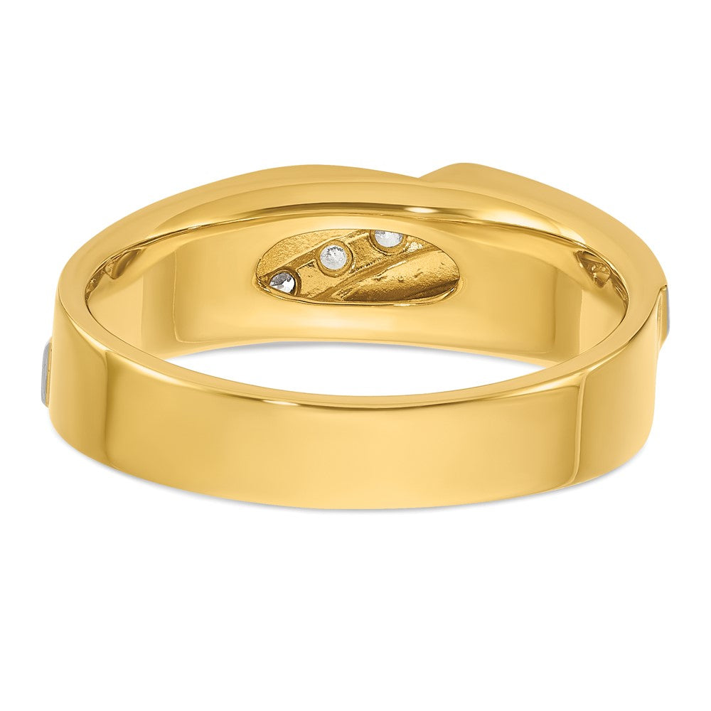 IBGoodman Two-tone Men's Polished Satin and Grooved 4-Stone 1/8 Carat AA Quality Diamond Ring - WBC