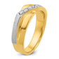 IBGoodman Two-tone Men's Polished Satin and Grooved 4-Stone 1/8 Carat AA Quality Diamond Ring - WBC