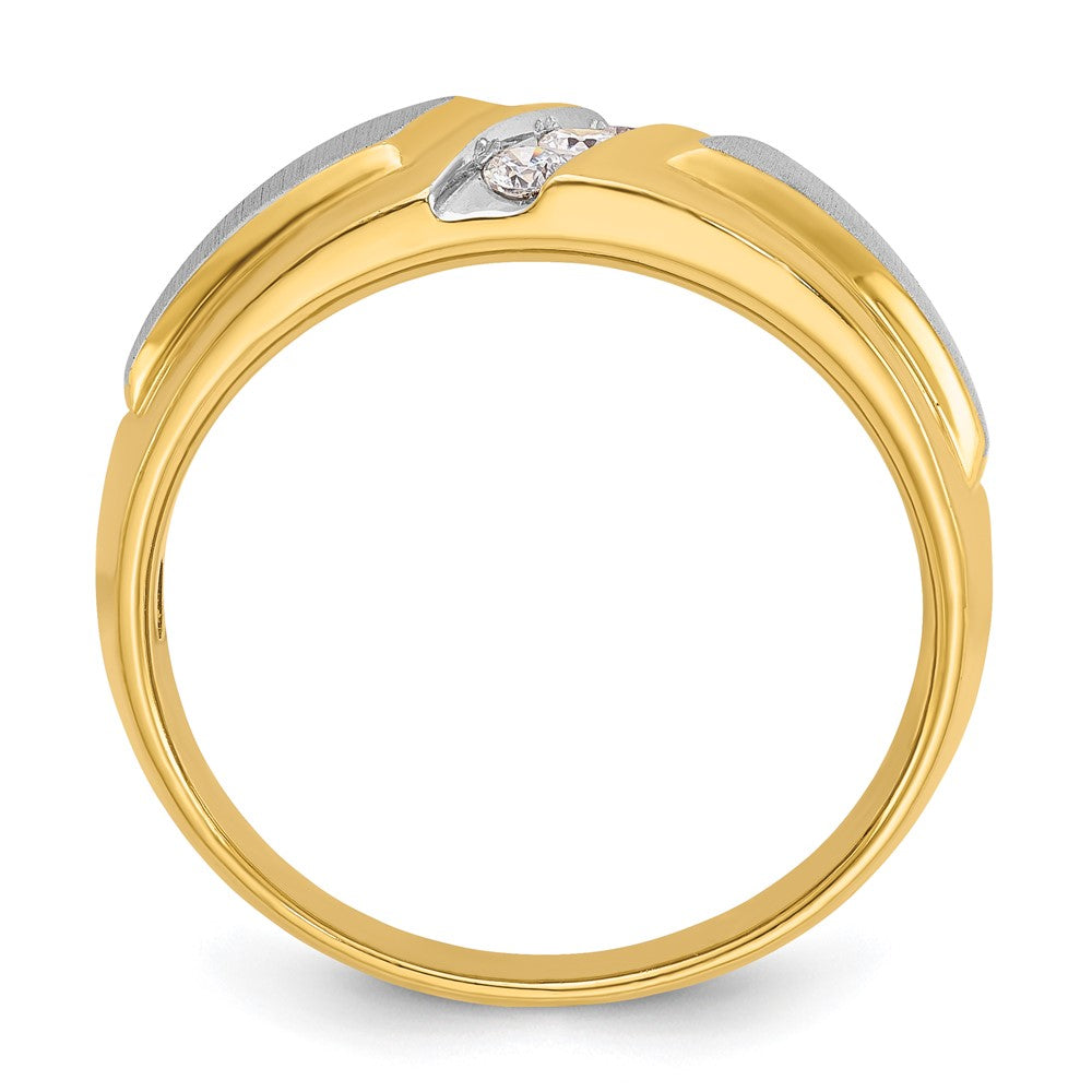 IBGoodman Two-tone Men's Polished and Satin 3-Stone 1/5 Carat AA Quality Diamond Ring - WBC