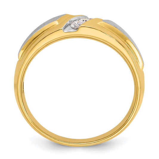 IBGoodman Two-tone Men's Polished and Satin 3-Stone 1/5 Carat AA Quality Diamond Ring - WBC