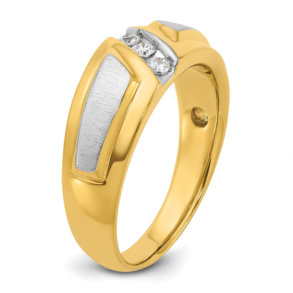 IBGoodman Two-tone Men's Polished and Satin 3-Stone 1/5 Carat AA Quality Diamond Ring - WBC