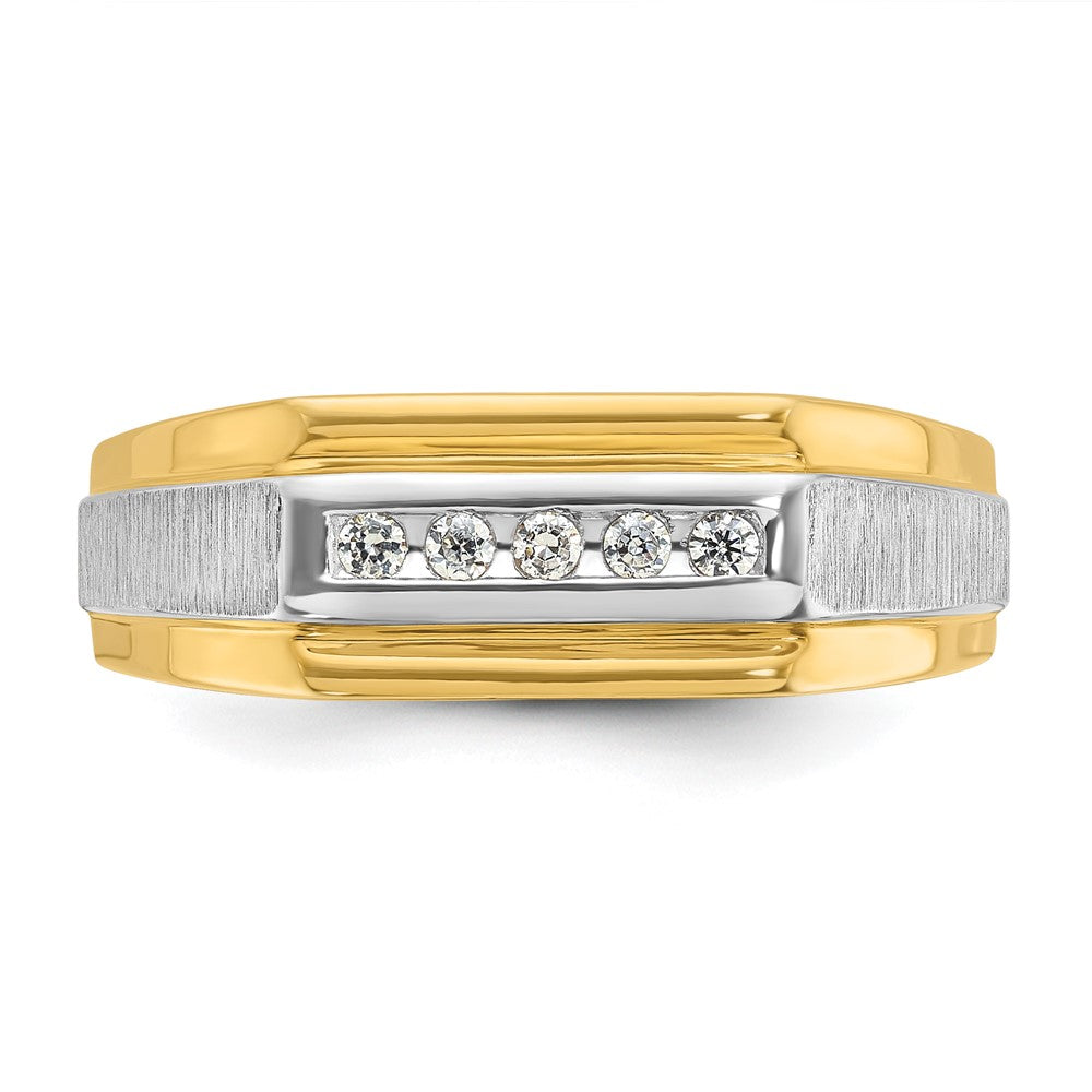IBGoodman with Rhodium Men's Polished and Satin 5-Stone 1/10 Carat AA Quality Diamond Ring - WBC