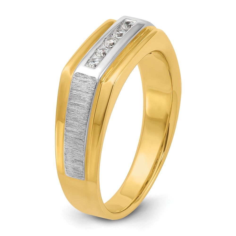 IBGoodman with Rhodium Men's Polished and Satin 5-Stone 1/10 Carat AA Quality Diamond Ring - WBC