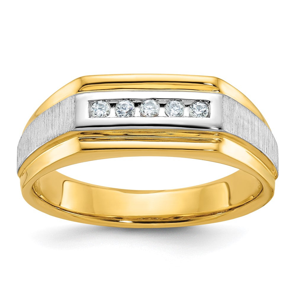 IBGoodman with Rhodium Men's Polished and Satin 5-Stone 1/10 Carat AA Quality Diamond Ring - WBC