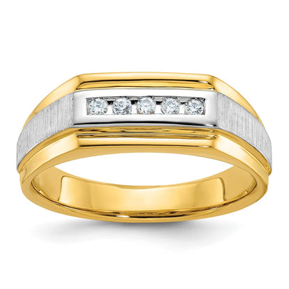 IBGoodman with Rhodium Men's Polished and Satin 5-Stone 1/10 Carat AA Quality Diamond Ring - WBC