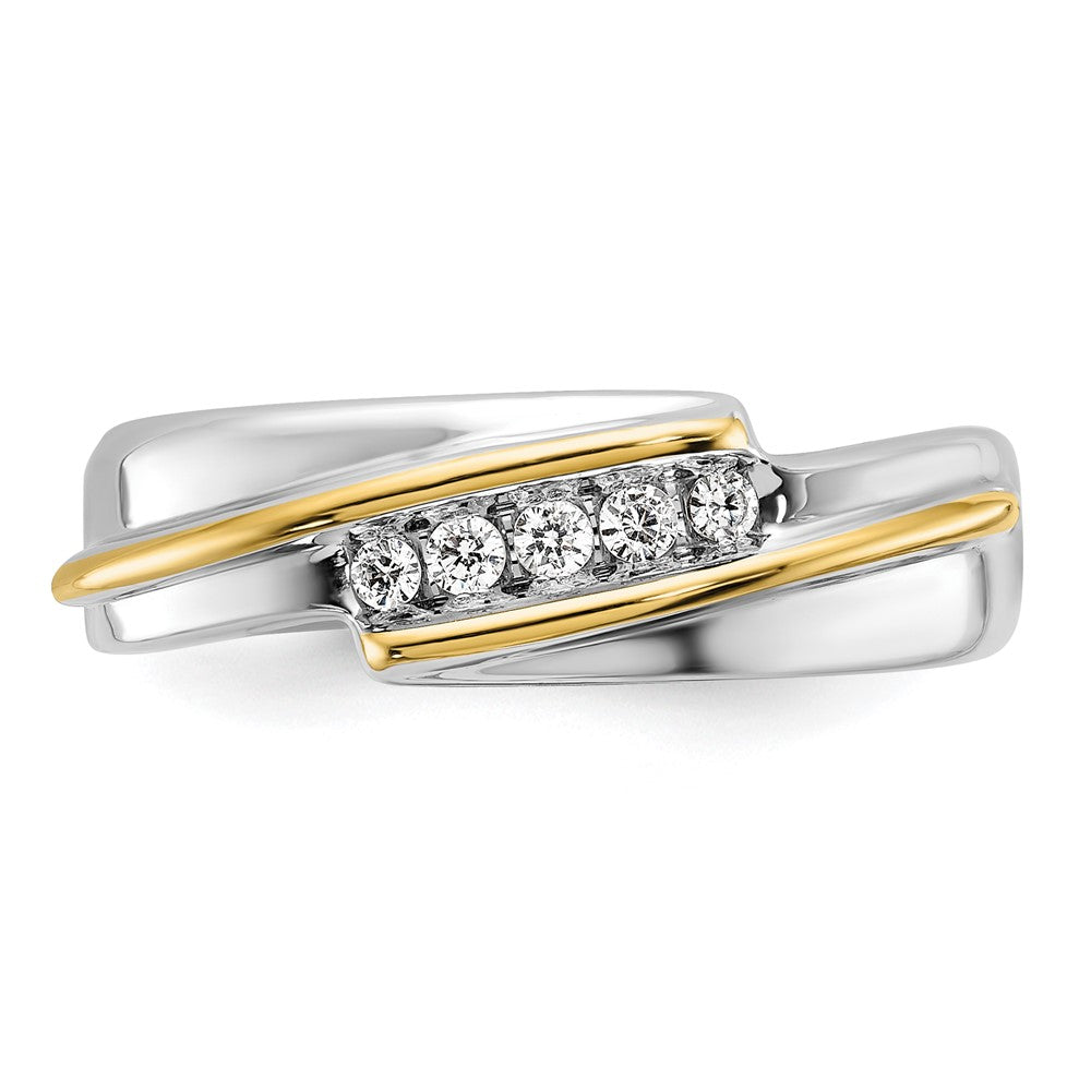 IBGoodman Two-tone Men's Polished 5-Stone 1/6 Carat AA Quality Diamond Ring - WBC