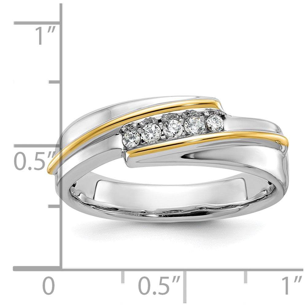 IBGoodman Two-tone Men's Polished 5-Stone 1/6 Carat AA Quality Diamond Ring - WBC