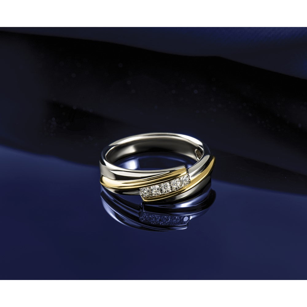 IBGoodman Two-tone Men's Polished 5-Stone 1/6 Carat AA Quality Diamond Ring - WBC
