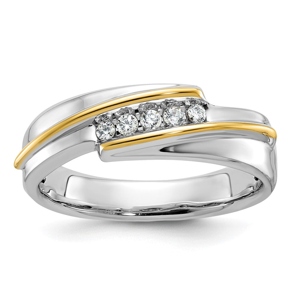 IBGoodman Two-tone Men's Polished 5-Stone 1/6 Carat AA Quality Diamond Ring - WBC