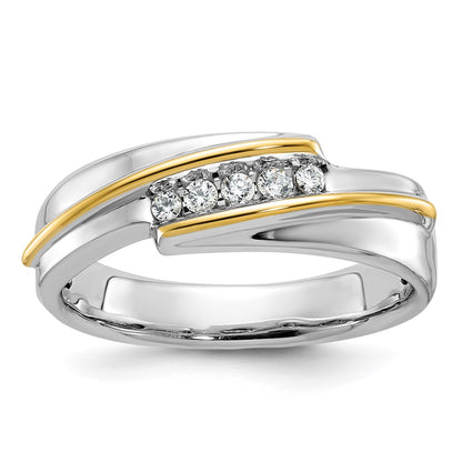 IBGoodman Two-tone Men's Polished 5-Stone 1/6 Carat AA Quality Diamond Ring - WBC