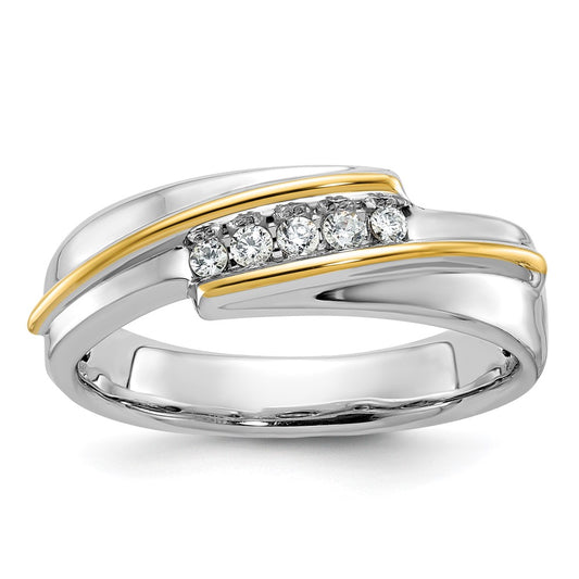 IBGoodman Two-tone Men's Polished 5-Stone 1/6 Carat AA Quality Diamond Ring - WBC