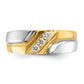 IBGoodman Two-tone Men's Polished Satin and Grooved 3-Stone 1/6 Carat AA Quality Diamond Ring - WBC
