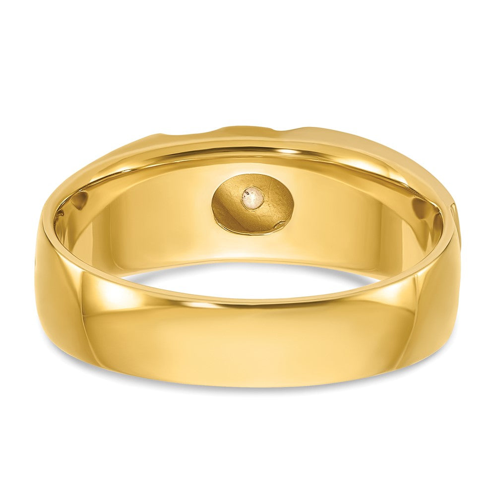 IBGoodman Two-tone Men's Polished Satin and Grooved 3-Stone 1/6 Carat AA Quality Diamond Ring - WBC