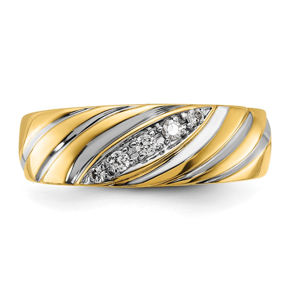 IBGoodman with Rhodium Men's Polished and Grooved 1/6 Carat AA Quality Diamond Ring - WBC