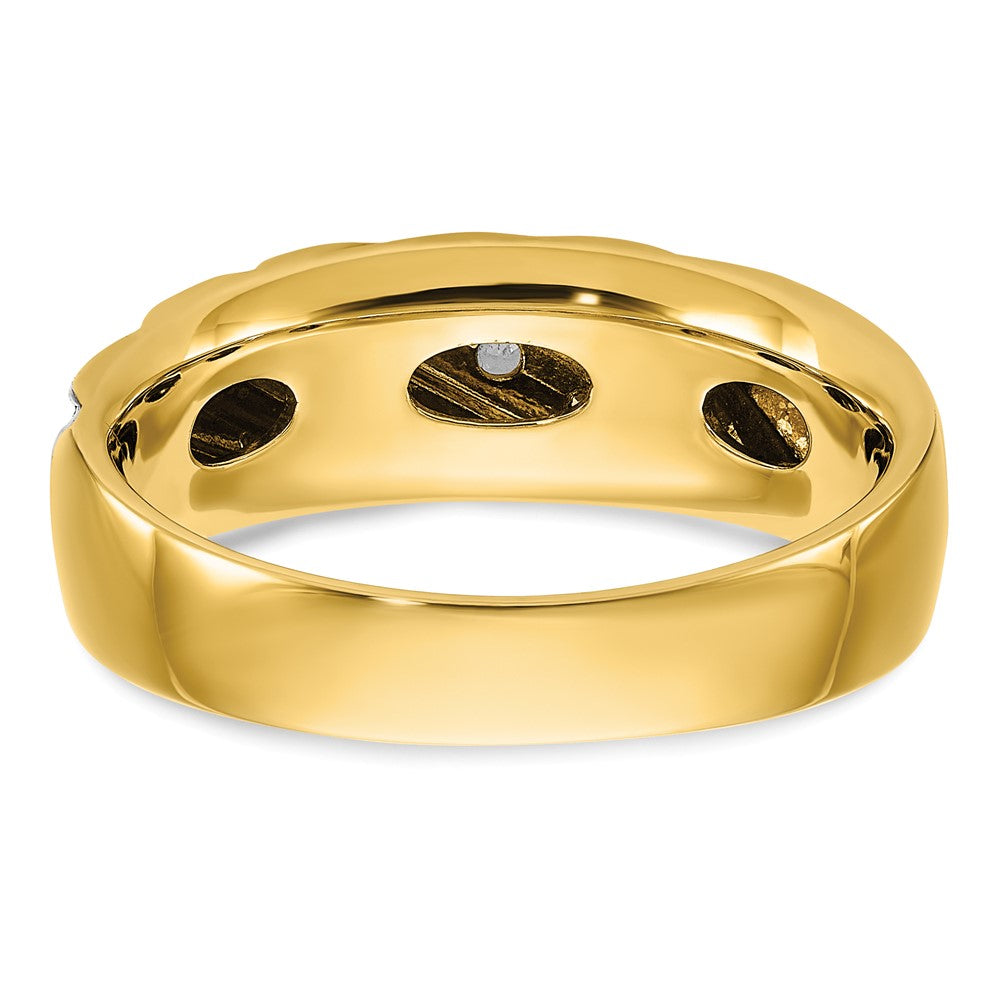 IBGoodman with Rhodium Men's Polished and Grooved 1/6 Carat AA Quality Diamond Ring - WBC