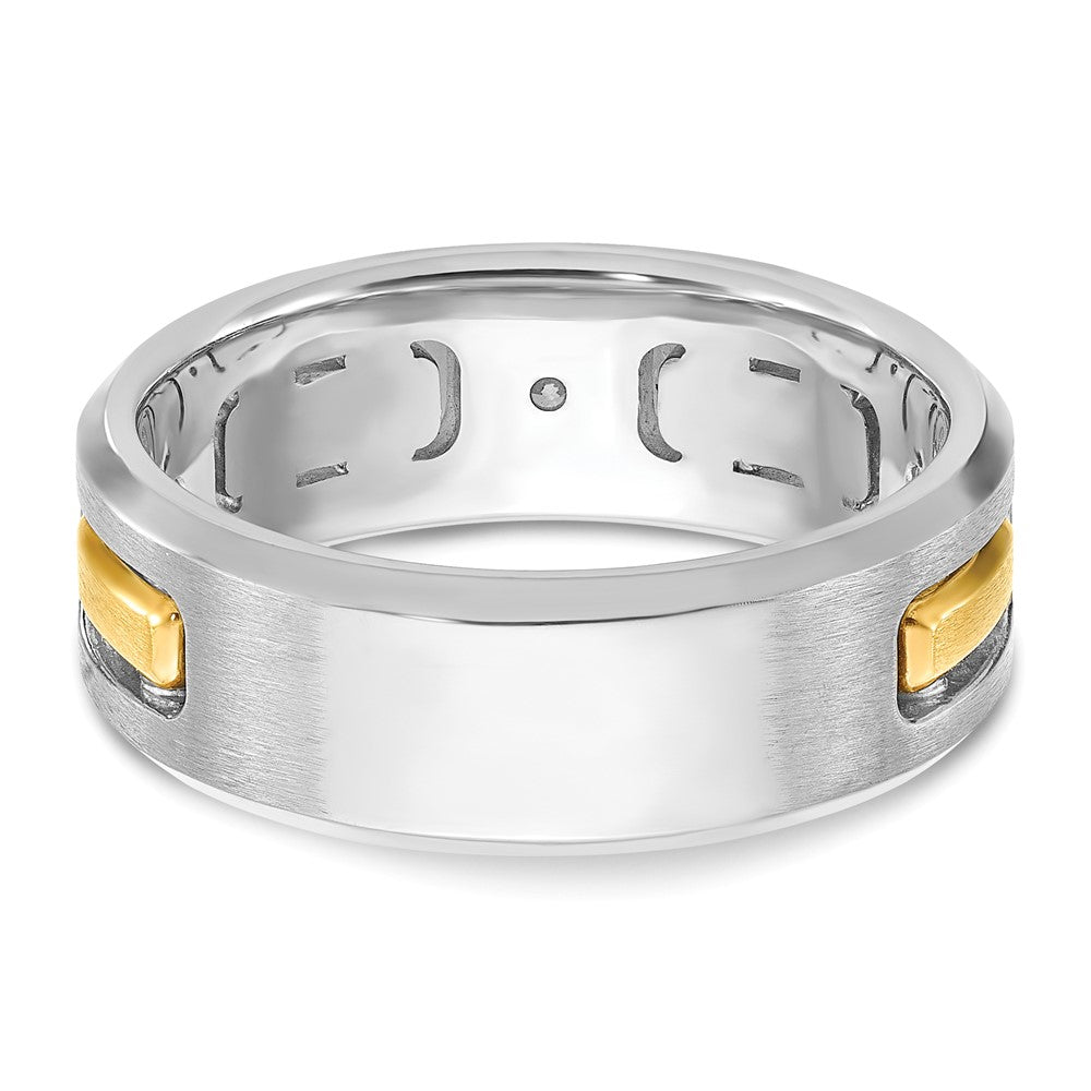 IBGoodman Two-tone Men's Polished Satin and Cut-Out 1/6 Carat AA Quality Diamond 3-Stone Ring - WBC