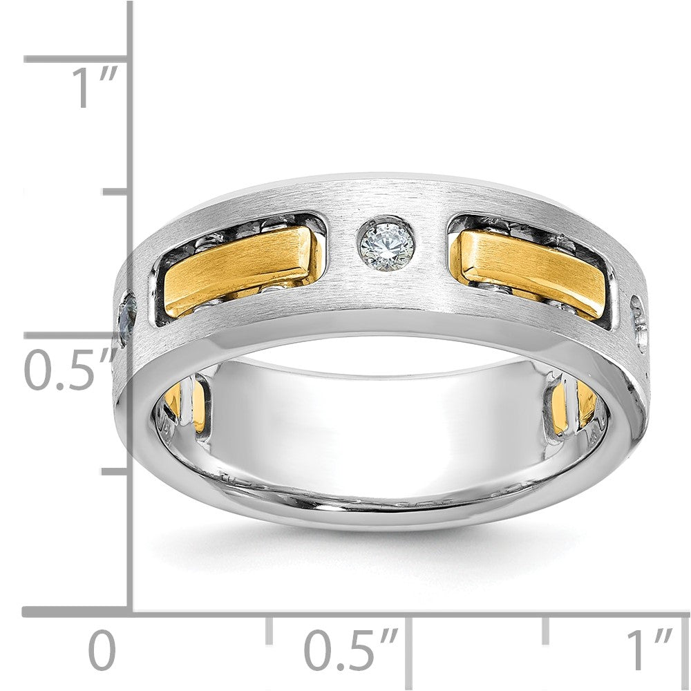 IBGoodman Two-tone Men's Polished Satin and Cut-Out 1/6 Carat AA Quality Diamond 3-Stone Ring - WBC