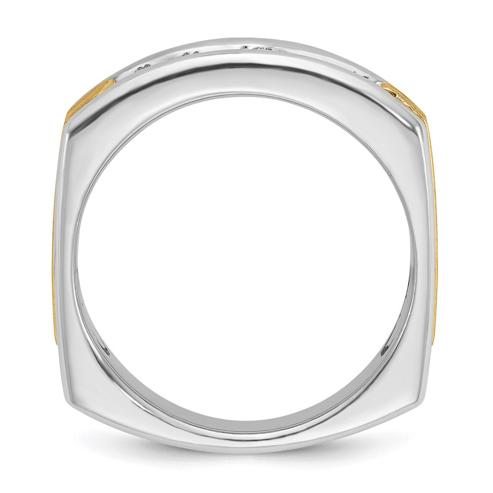 IBGoodman Two-tone Men's Polished Satin and Grooved 5-Stone 1/2 Carat AA Quality Diamond Square Ring - WBC