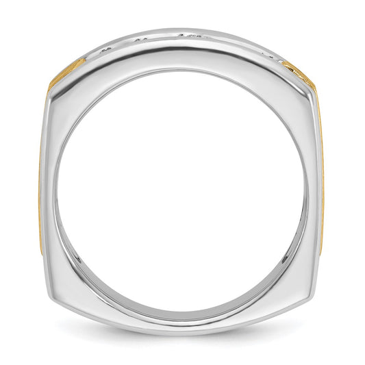 IBGoodman Two-tone Men's Polished Satin and Grooved 5-Stone 1/2 Carat AA Quality Diamond Square Ring - WBC
