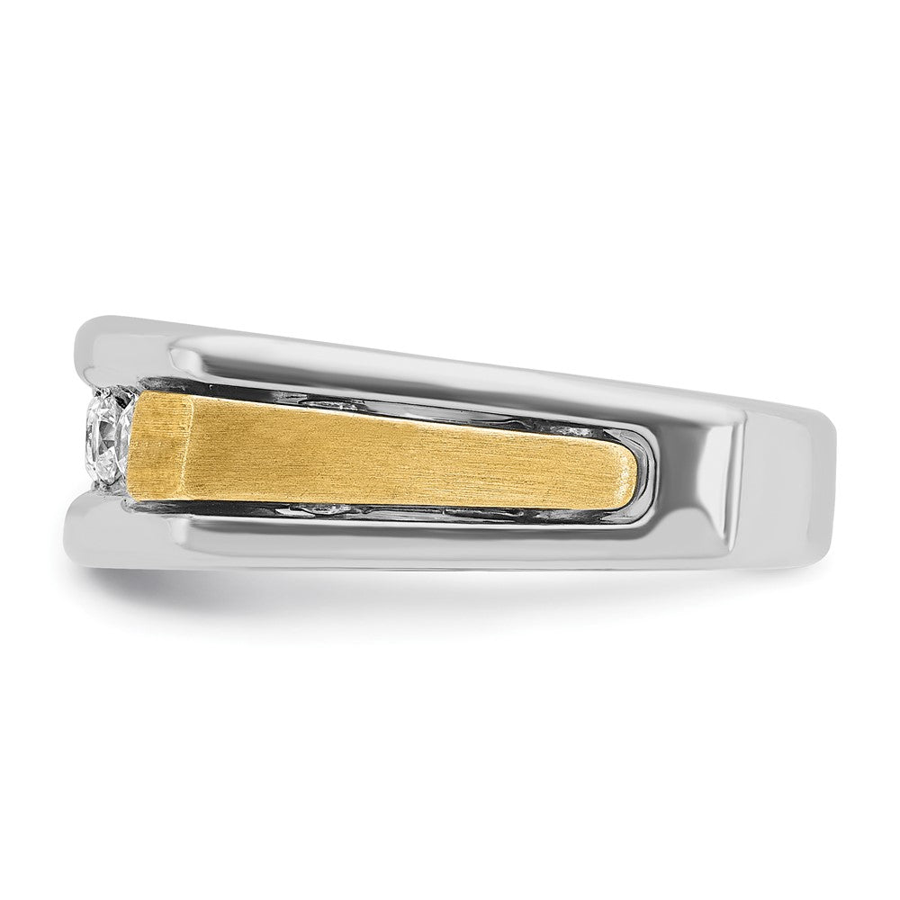 IBGoodman Two-tone Men's Polished Satin and Grooved 5-Stone 1/2 Carat AA Quality Diamond Square Ring - WBC