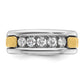 IBGoodman Two-tone Men's Polished Satin and Grooved 5-Stone 1/2 Carat AA Quality Diamond Square Ring - WBC