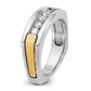 IBGoodman Two-tone Men's Polished Satin and Grooved 5-Stone 1/2 Carat AA Quality Diamond Square Ring - WBC