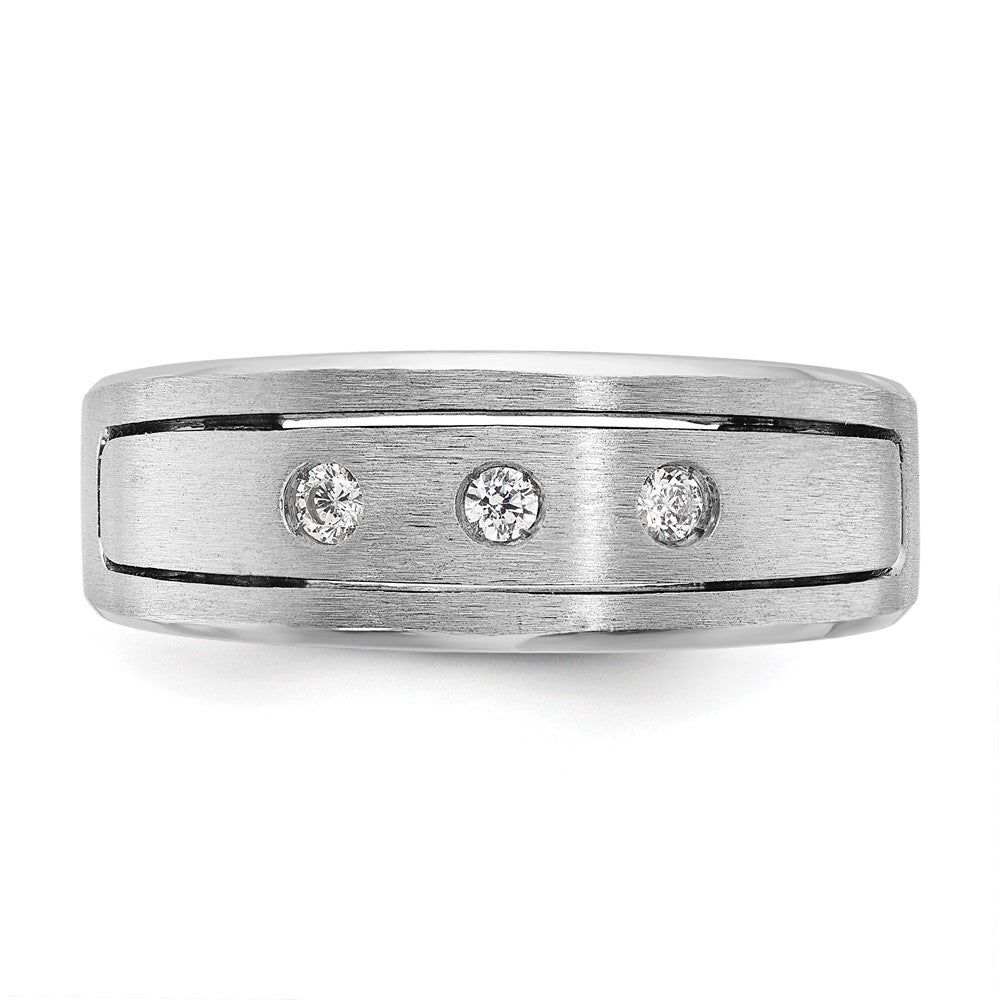 IB Goodman Mens Polished/Antiqued/Satin 1/6 carat Diamond 3-Stone Complete Ring - WBC