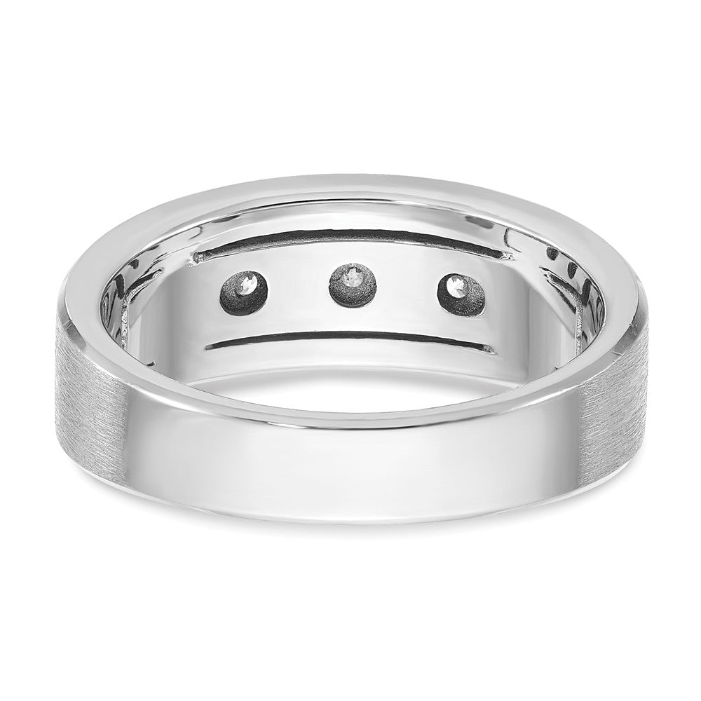 IB Goodman Mens Polished/Antiqued/Satin 1/6 carat Diamond 3-Stone Complete Ring - WBC
