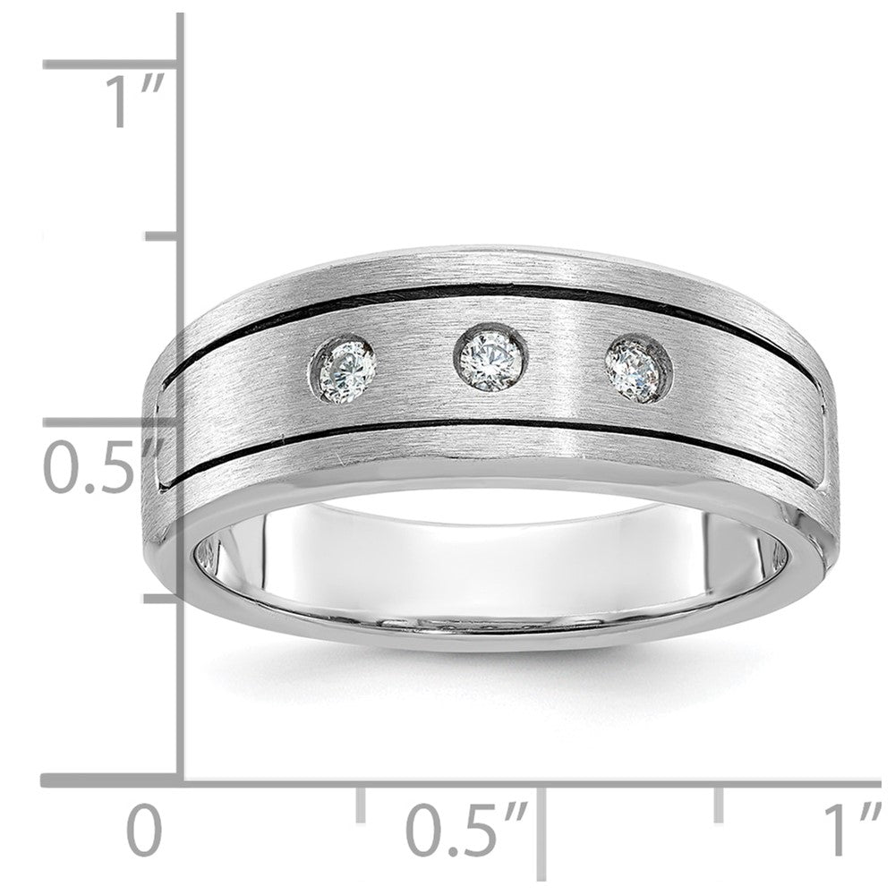 IB Goodman Mens Polished/Antiqued/Satin 1/6 carat Diamond 3-Stone Complete Ring - WBC