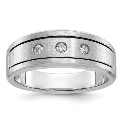 IB Goodman Mens Polished/Antiqued/Satin 1/6 carat Diamond 3-Stone Complete Ring - WBC