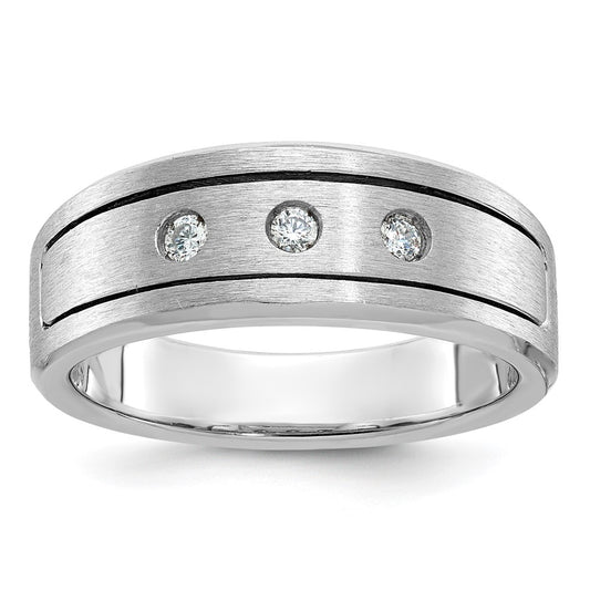 IB Goodman Mens Polished/Antiqued/Satin 1/6 carat Diamond 3-Stone Complete Ring - WBC