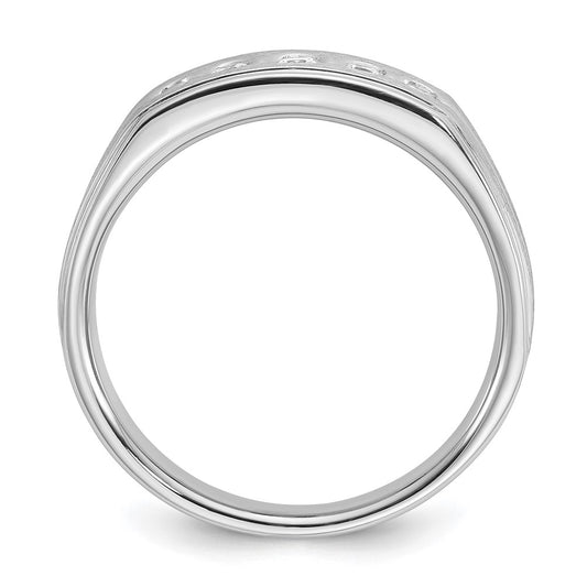 IBGoodman Men's Polished Satin and Grooved 1/4 Carat AA Quality Diamond 5-Stone Ring - WBC