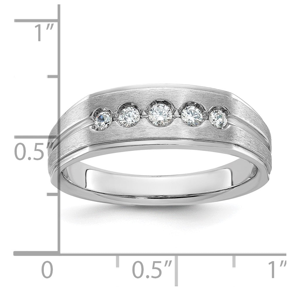 IBGoodman Men's Polished Satin and Grooved 1/4 Carat AA Quality Diamond 5-Stone Ring - WBC