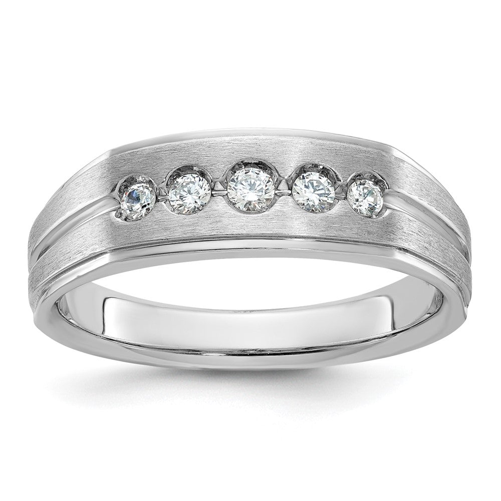 IBGoodman Men's Polished Satin and Grooved 1/4 Carat AA Quality Diamond 5-Stone Ring - WBC