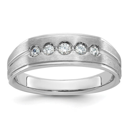 IBGoodman Men's Polished Satin and Grooved 1/4 Carat AA Quality Diamond 5-Stone Ring - WBC