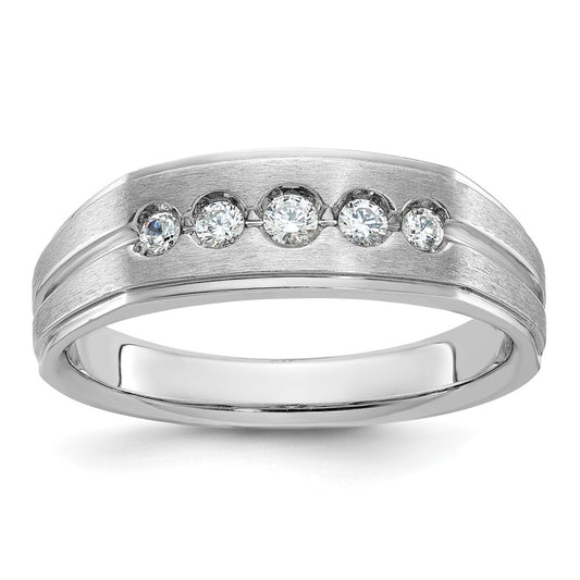 IBGoodman Men's Polished Satin and Grooved 1/4 Carat AA Quality Diamond 5-Stone Ring - WBC