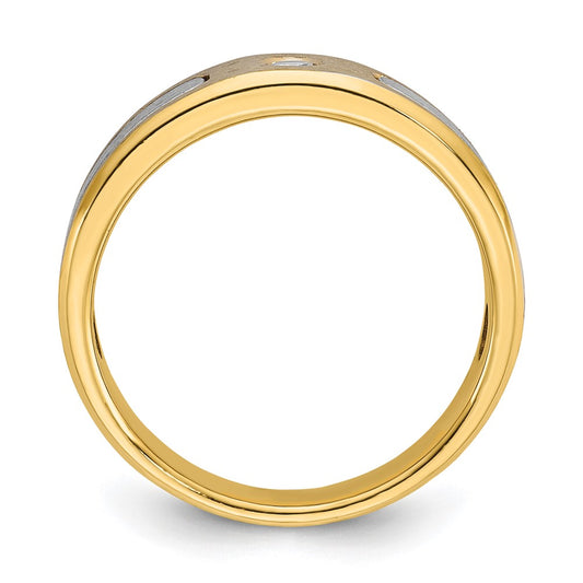 IB Goodman Two-tone Mens Polished and Satin 1/10 carat Diamond Complete Ring - WBC