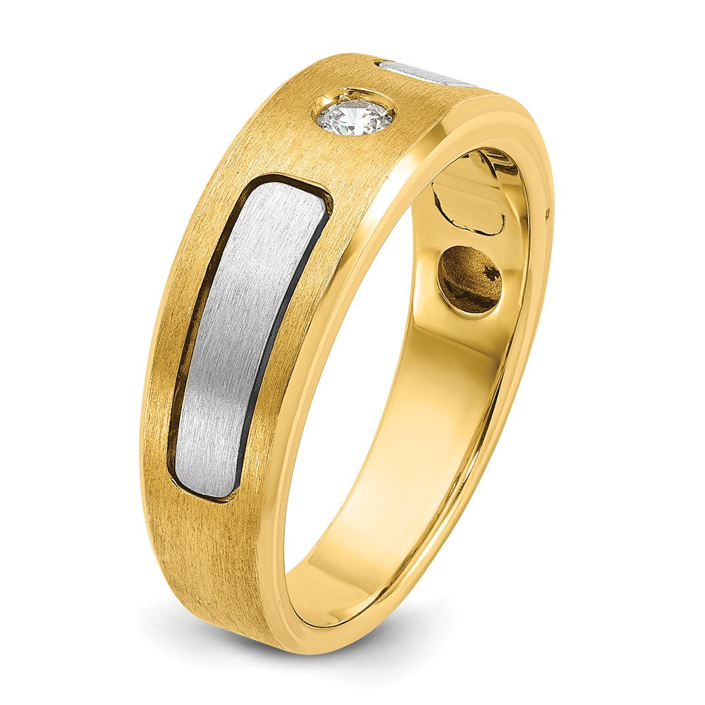 IB Goodman Two-tone Mens Polished and Satin 1/10 carat Diamond Complete Ring - WBC