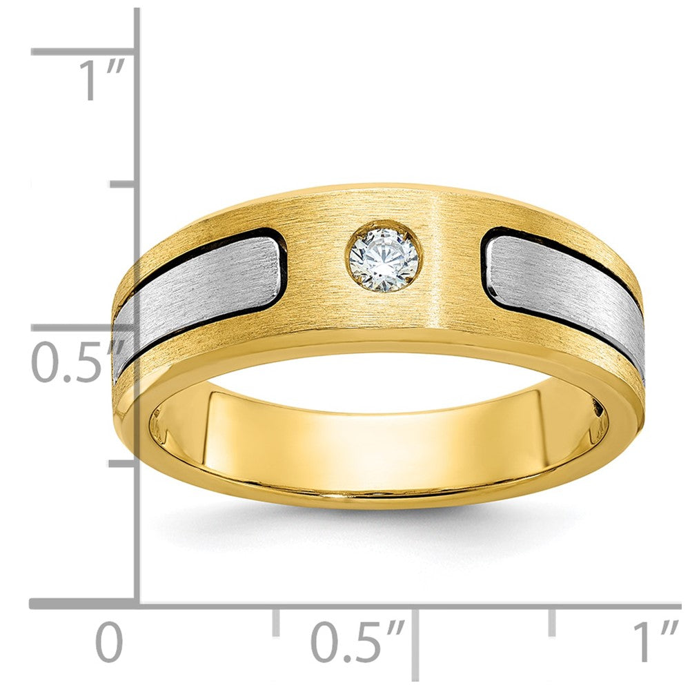 IB Goodman Two-tone Mens Polished and Satin 1/10 carat Diamond Complete Ring - WBC