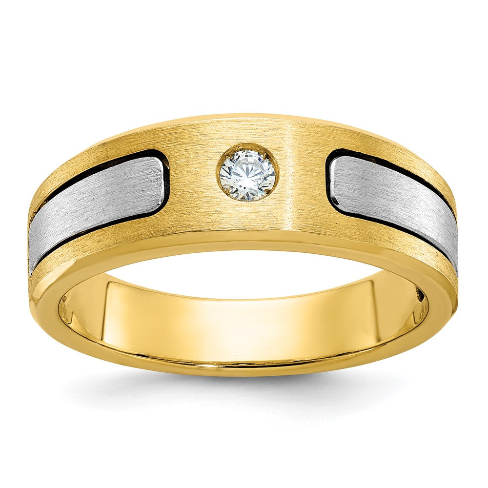 IB Goodman Two-tone Mens Polished and Satin 1/10 carat Diamond Complete Ring - WBC